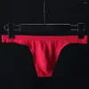 Cuecas masculinas sem costura calcinha estiramento homens sexy baixo-rise tanga t-calças gay g-string roupa interior sólida fina gelo seda