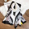 Шарфы, дорогой бренд 2024, 180x70 см, роскошный шелковый шарф с геометрическим рисунком, женский ретро-принт, модная квадратная бандана, платок, галстук