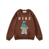 Осенняя брендовая детская одежда M для мальчиков и девочек, толстовка с длинными рукавами, классическая рубашка с принтом внизу для больших детей, зимний свободный свитер с капюшоном CSD2401048-6