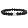 Strand Frosted Stone Zwarte Magneet Kruis Kraal Armband Man Mode Vrouwen Cadeau Voor Armbanden