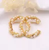 20Style Luxury Women Men Designer Brand LETTR BROOCHES 18K Gold plaqué Inclay Crystal Rimestone Broche Brooch Pin Pearl Pin épouser accessoire de fête de Noël