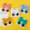 6 ensembles/lot Daisy bébé lunettes de soleil oeillet arc bandeau ensemble élastique en Nylon bandes de cheveux bord de mer lunettes de soleil enfants chapeaux 240103