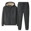 Trainingspakken voor heren 2024 Wintersportkleding Verdikte wol Rits Casual hoodiebroek 2