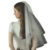 Voiles de mariée Fleur Fille Voile Bow Tête Couvrant Accessoires De Cheveux De Mariage Blanc