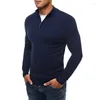 Мужские толстовки Модный повседневный однотонный приталенный свитер со стоячим воротником