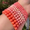 Pierścienie 2/3/4/6/7/8 mm Naturalne różowe koralowe gładkie okrągłe koraliki luźne kamienne koraliki na DIY Naszyjnik Bracelet biżuteria Making 15 "Darmowa wysyłka