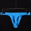 Cuecas masculinas sem costura calcinha estiramento homens sexy baixo-rise tanga t-calças gay g-string roupa interior sólida fina gelo seda