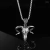 Pendentif Colliers Punk Tête de Mouton Crâne Long Collier En Acier Inoxydable Chaîne Gothique Pour Hommes Femmes Hip Hop Bijoux