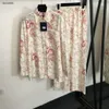 Varumärkesdräkt Kvinnor Designerkläder Fashion Flower Tryckt långärmad skjorta+Elastisk midja raka byxor 04 jan