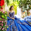 Royal Blue Quinceanera Dress 2024 Abiti da 16 Applicazioni in pizzo Cristallo Sweetheart Principessa Dolce abiti da 15 Compleanno Abito da ballo