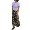 Kjolar kvinnors casual kamouflage lös kjol med stora fickor hög midja kawaii för kvinnor mini y2k