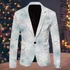 Ternos masculinos masculinos natal fino festa blazers terno moda blazer jaqueta impressão ajuste casaco casual botões traje