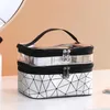 Doppelte transparente multifunktionale Kosmetiktasche mit großem Fassungsvermögen, Make-up-Koffer für Damen, Make-up-Koffer, Make-up-Reiseveranstalter 240103