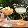 Creative Colored Glass Goblet Ice Cream Bowl Glass Cup Cold Drink Fruit Tea Cocktail Cup Dessert champagne Decorative Glass Cup 240104