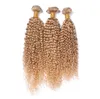 Mel Loira Kinky Curly Hair Extension 27 Morango Loira Afro Kinky Cabelo Humano Tece 3 Pçs / Lote Rápido 5088907