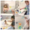 Magnetfiske Wind-Up Swimming Whales Bathtub Toy Baby Bath Toys Fishing Game Water Tub Toys Set With Fishing Pole Net för barn 240104