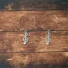 Kolczyki Dangle Nuty Hoops stop Antique Srebrny kolor 3 cm Prezent dla kochanków