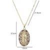 Pendentif Colliers Classique Exquis Coloré Zircon Collier Or Ovale Vierge Marie Femmes Clavicule Chaîne Bijoux Cadeau Religieux