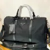 Bolso de lona de nailon negro a la moda, bolsos de equipaje de 42 cm, bolso deportivo de viaje para hombre y mujer, bolso de lona impermeable de gran capacidad, correa ajustable