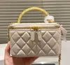 Designer Women Quilted Vanity With Chain Bag Luxury Brand Lambskin Leather Handle Trunk Shoulder