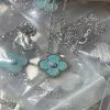 Designer Schmuck Halskette Set Anhänger Halsketten Armband Gold Silber Mutter aus Perlengrün Blüten Halskette Womens mit Kiste