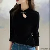 Женские блузки в китайском стиле с воротником Чи-Пао, черные бархатные топы, весна 2024 года, женские свидания для девочек, элегантная рубашка в стиле ретро, винтажная блузка