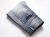 fioletowe dżinsy męskie mody High Street moda zupełnie nowa zmartwiona przemysł ciężki zużyte zużyte paznokcie i złamane dziury dżinsy męskie fit am małe stóp elastyczne spodnie