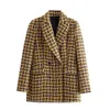 Xeasy Women Tweed Set Set Plaid Vintage Office Dame Bleazer Blazer Blazer Siemi