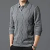 2023 marca de veludo polo camisa masculina manga longa inverno roupas quentes solto ajuste coreano grosso xadrez camisas gráficas 240104