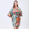 Damska twórczość na pannę młodą szat Kimono Kobiet szlafrok suknia Rayon Nightgown Loungewear Wedding Summer Home Dress Sukienka intymna bielizna