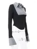 Damskie bluzki w paski splatana bluzka kobiety 2024 Spring Slim Split Długie rękaw Zrzuć kołnierz Lady Casual Fashion Up Tops