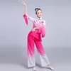 Palco desgaste traje chinês hanfu dança clássica feminina 2024 ventilador nacional yangko