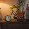 Table Clocks Motorcycle Clock Home Desktop Decor Decorative Iron Adornment Craft Novel Retro Ornament Living Room Bookshelf For Kids