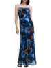 Casual Dresses Women Sleeveless Floral Blue Dress Backless Long Party For Cocktail Beach Street Summer Clothing