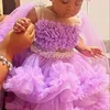 Robes pour filles, jolie robe à fleurs violettes, pour mariage, tenue Tutu perlée pour premier anniversaire, robe de noël pour enfants