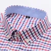 Chemises en coton Oxford polyvalentes et décontractées pour hommes, poche unique, manches longues, coupe standard, boutonnée, chemise à rayures vichy 240104