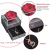 Nouvelle mode pendentif collier Rose bijoux boîte-cadeau préservé Rose collier ensemble mariage cadeau de noël 240104