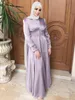 Beading Muslim Dress Fit and Flare Thick Satin Hijab Robe Islam Clothing Dubai Turkish Women Modesty Ramadan Party Abaya Kaftan 240103