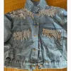 Giacca tascabile in tasca da paillettes di moda coreana per donne bavani vintage singolo a blu jean coat streetwear allmatch esterno 240103