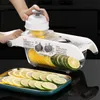 Vegetabilisk skärare citronskivare med korg multifunktionell fruktpotatisskalare morot grater kök tillbehör grönsaksskärare 240104
