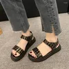 Sandalen Damen Kunstleder Damenschuhe Sommer Mode Sport Wohnungen für Rom Plattform Mädchen