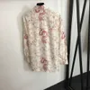 Varumärkesdräkt Kvinnor Designerkläder Fashion Flower Tryckt långärmad skjorta+Elastisk midja raka byxor 04 jan