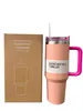 US Stock 40oz Pink Flamingo Cosmo Tumbler mit Deckel und Strohhalm – isolierte Wasserflasche aus Edelstahl