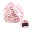 New Women Satin Nightcap Elastic Twist Hat Bonnet Sleep Night Chemo Cap Sleeping Headscarf Turban Hair Care Headwear Adjustable