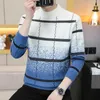 Winter Plaid Nerz Kaschmir Pullover Männer Hälfte Rollkragen Herren Pullover Top Qualität Pull Homme Dicke Warme Pullover 240104