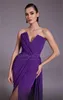 Robe de bal de forme sirène, classique, violet foncé, col festonné, plis en Satin, fente latérale, robe de soirée, arabie saoudite, 2024