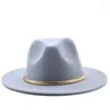 Berets Green Wide Brim Top Hat Panama Decoration Caint Beedoras Fedoras for Men Women Wool Wool Blend Cap Jazz Cap