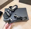 Mules kvinnor tofflor sandaler pärlor utsmyckade skjutreglage stjärna toppkvalitet svart beige block klackar pumpa platta bilder slingback strand flip flop