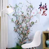 Decorative Flowers Artificial Peach Blossom Branche Vines Background Wall Decorations Cherry Trees Pastoral String Home Decoration