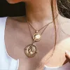 Nuovo ritratto appeso catena di monete girocollo collana in oro 14k pendente con ciondoli a strati femminili regalo di gioielli della Boemia 2024
